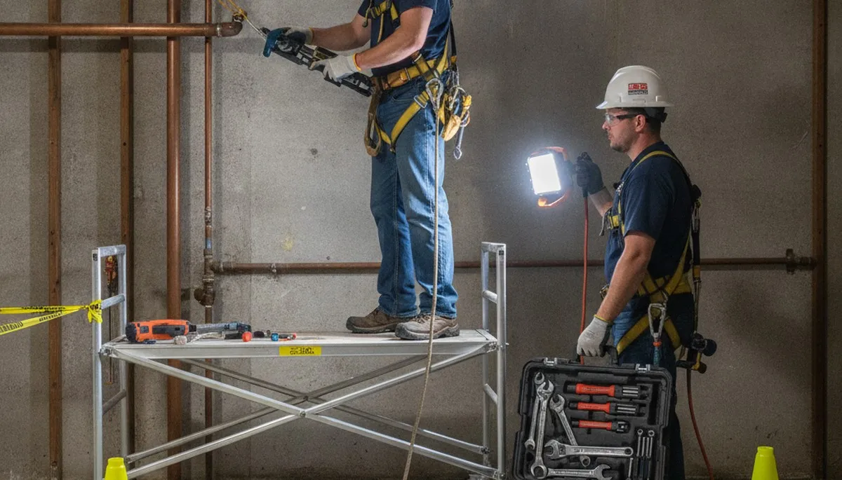 Emergency plumber repairing a burst pipe for an Allentown, PA home
