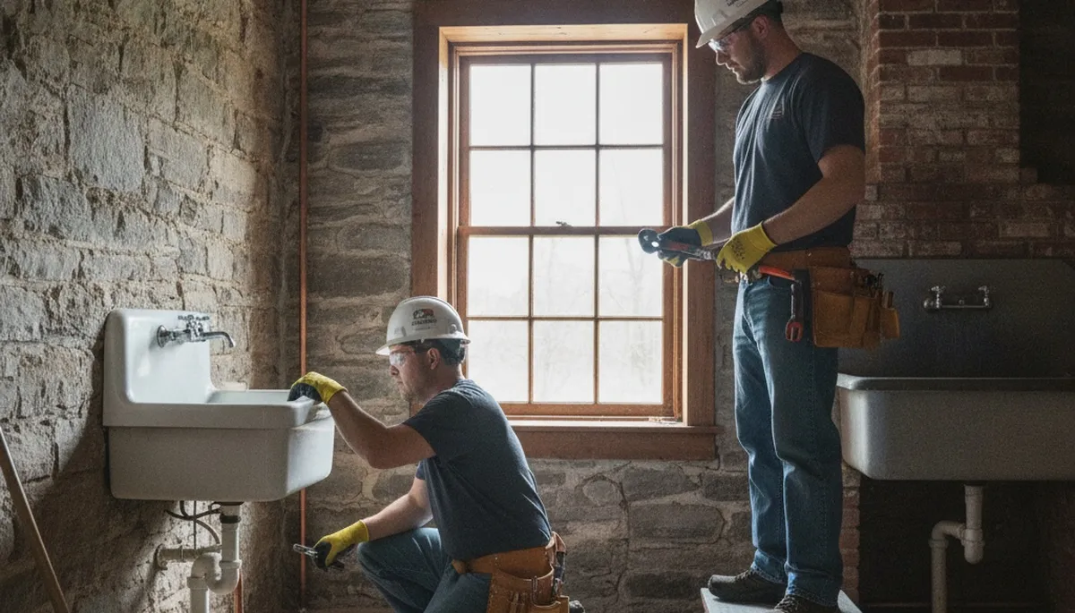Allentown, PA plumber repairing a pipe for a local plumbing service