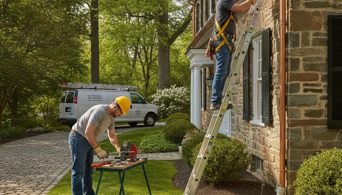 Allentown, PA plumber repairing a pipe for a plumbing service call