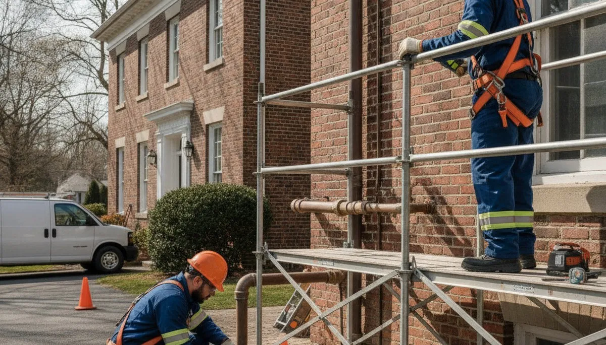 Allentown, PA plumber repairing a leak with professional plumbing tools for home service repairs