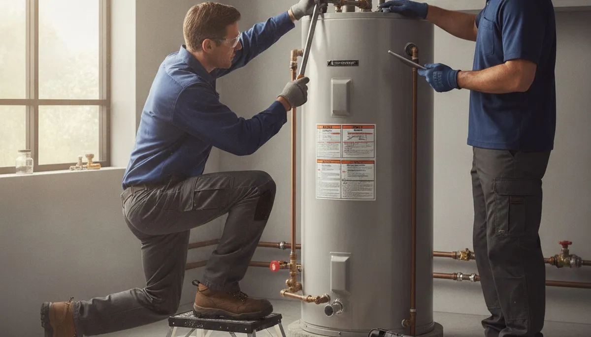 Allentown, PA plumber repairing a water heater for reliable home service